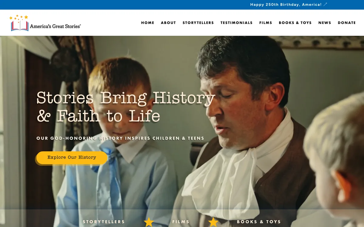 The America's Great Stories website