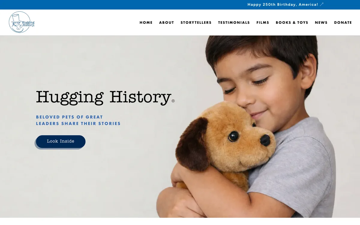 The Hugging History website